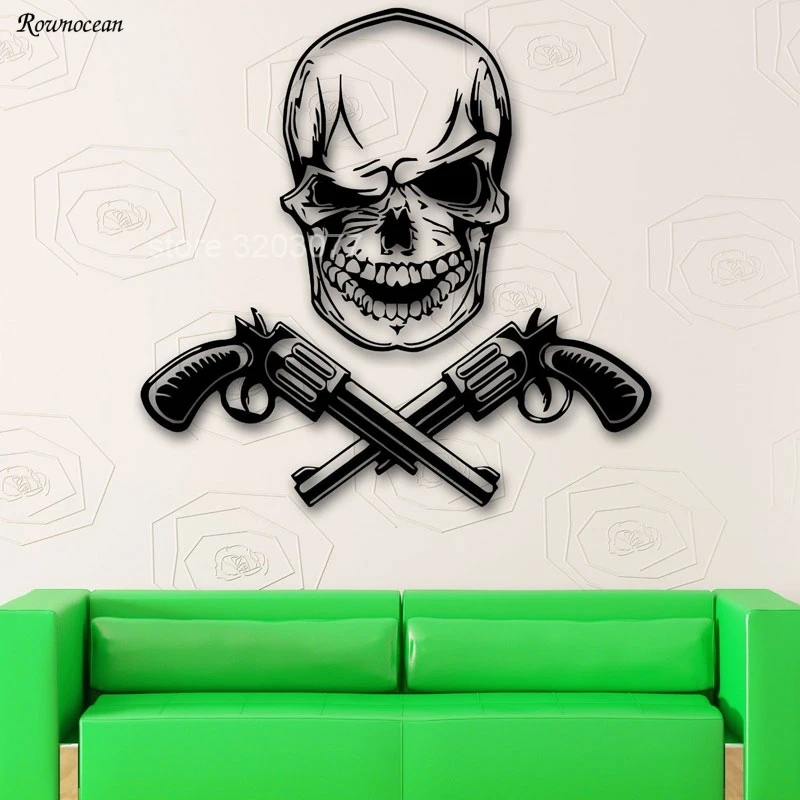 Постер револьвера пистолета черепа мертвой мафии домашний декор Настенная