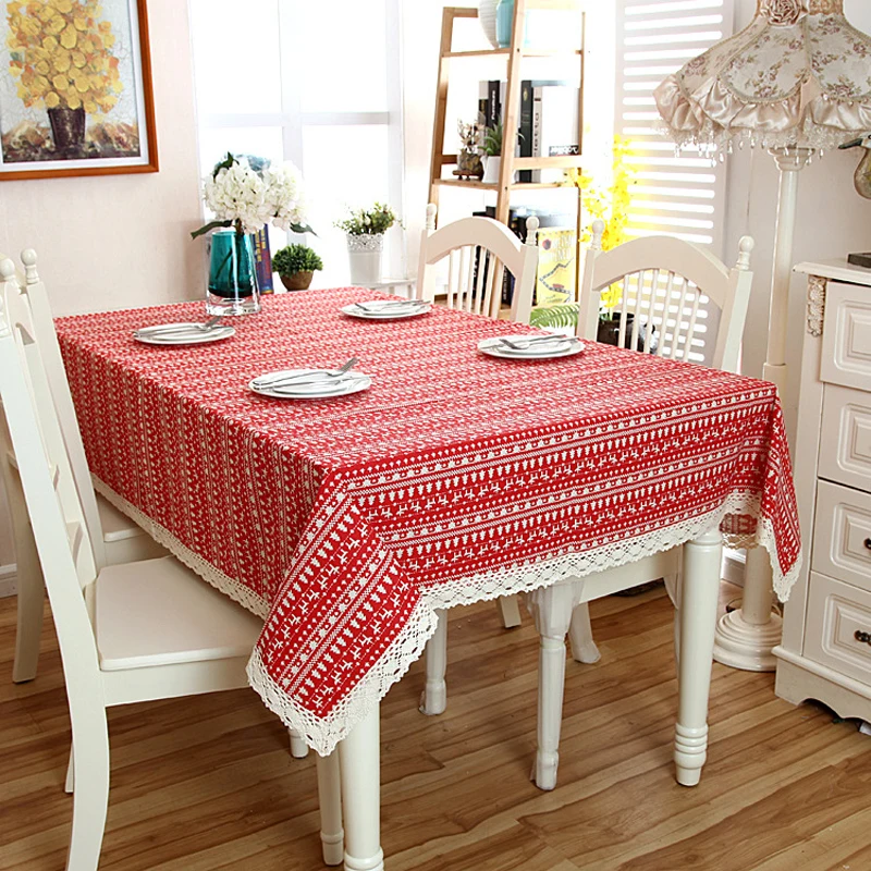 Hot!Polyester Cotton Red Christmas Tablecloth Cartoon Christmas Tree Deer Lace Side Tea Table Cloth Arts Dining Home Decorations
Hot!Polyester Cotton Red Christmas Tablecloth Cartoon Christmas Tree Deer Lace Side Tea Table Cloth Arts Dining Home Decorations