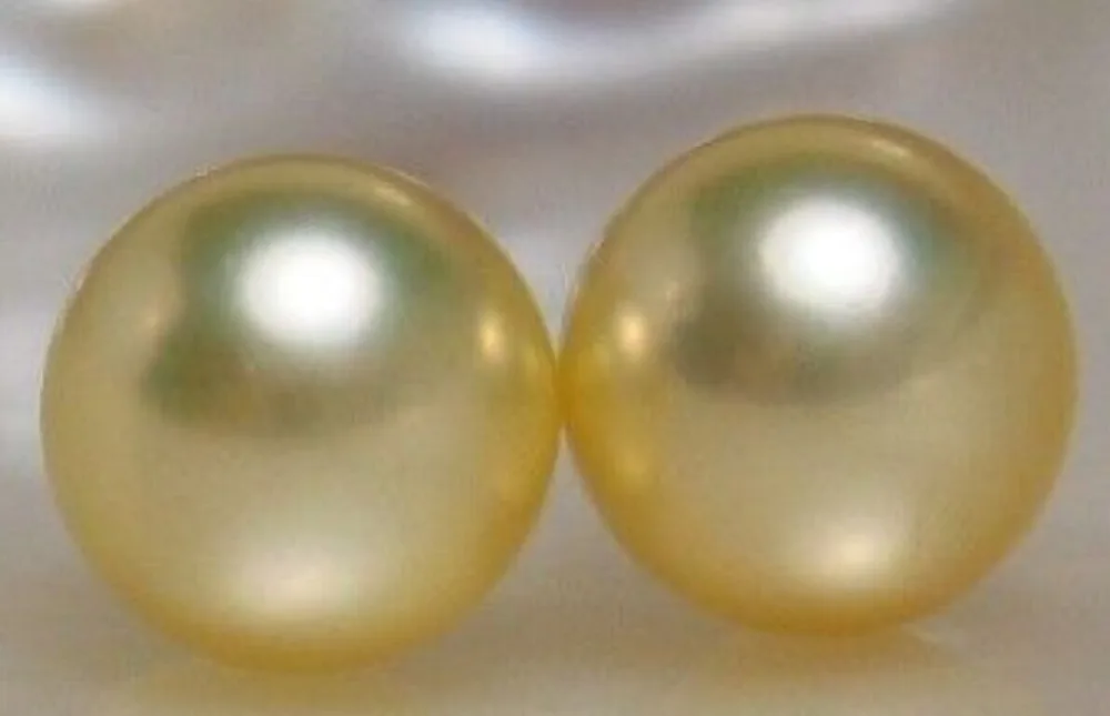 xiuli 00439 10-11mm natural Australian south sea gold pearl earrings