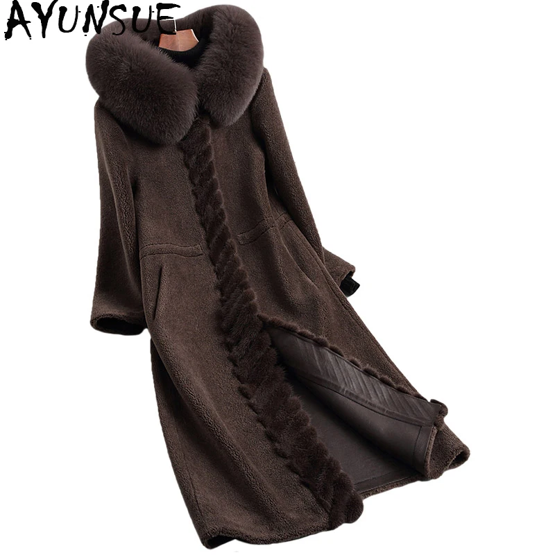 AYUNSUE Sheep Searling Jackets for Women 2019 Real Wool Fur Coat Female Long Winter Coats Natural Fox Fur Hooded 18179 YQ2033
AYUNSUE Sheep Searling Jackets for Women 2019 Real Wool Fur Coat Female Long Winter Coats Natural Fox Fur Hooded 18179 YQ2033