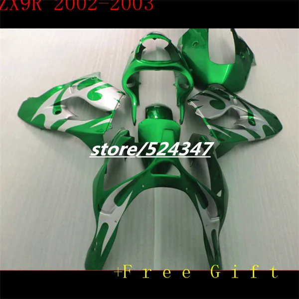 

Market hot sales For Ninja ZX9R 02-03 ZX - 9 r kawasaki Ninja ZX9R smooth cyan motorcycle fairing of the silver flame