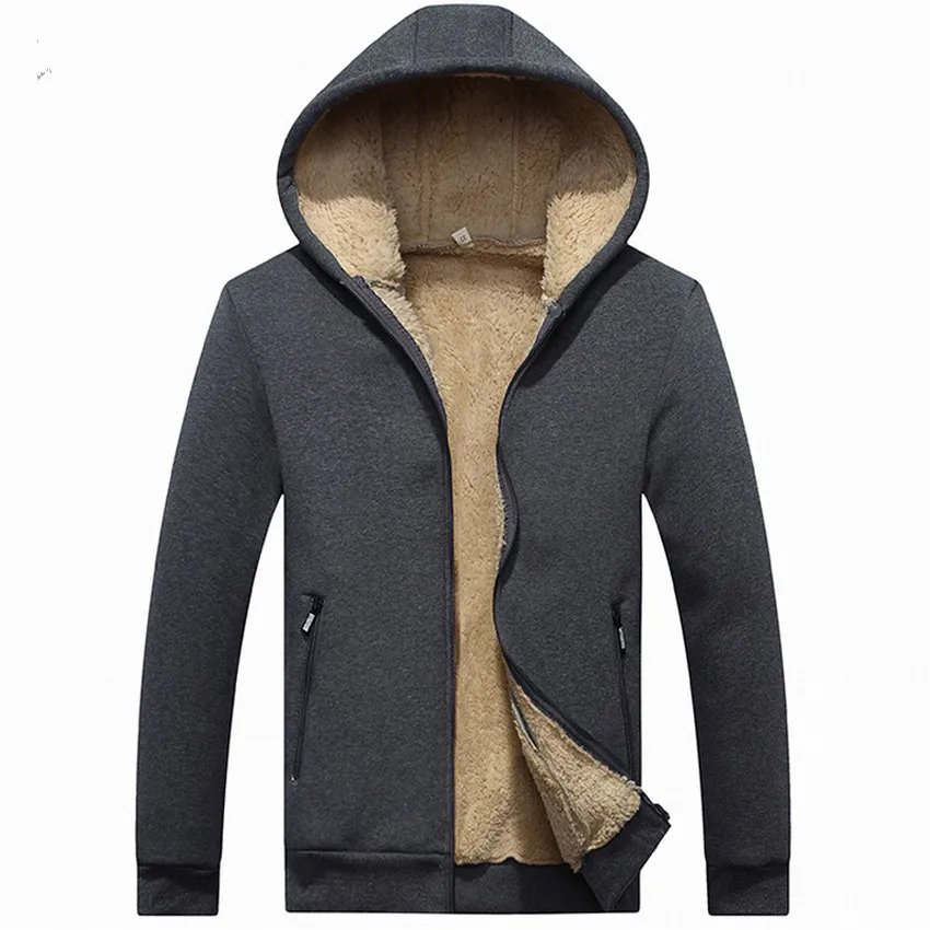 Winter men fleece jacket Plus velvet lining thick warm hooded coat mens Solid color zipper Tracksuit outwear Brand Clothing
Winter men fleece jacket Plus velvet lining thick warm hooded coat mens Solid color zipper Tracksuit outwear Brand Clothing
