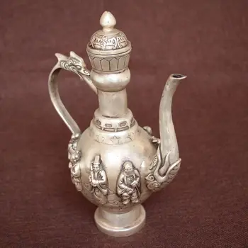 Cupronickel crafts silver plated teapot Furnishing articles eight immortals 
Cupronickel crafts silver plated teapot Furnishing articles eight immortals
