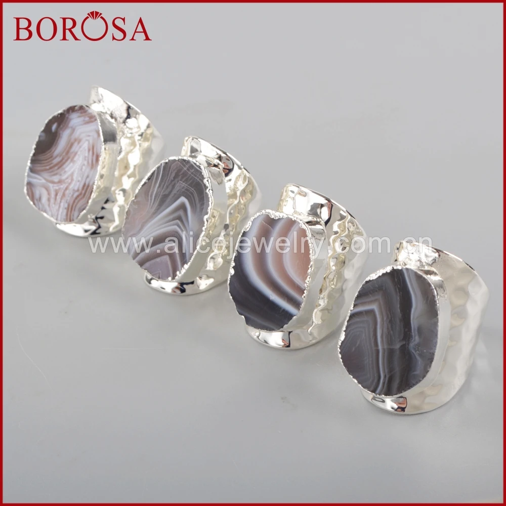 BOROSA Electroplated Silver Color Natural Onyx Stone Druzy Drusy Open Band Ring,Natural Gems Stone Rings for Women Men S1389
BOROSA Electroplated Silver Color Natural Onyx Stone Druzy Drusy Open Band Ring,Natural Gems Stone Rings for Women Men S1389