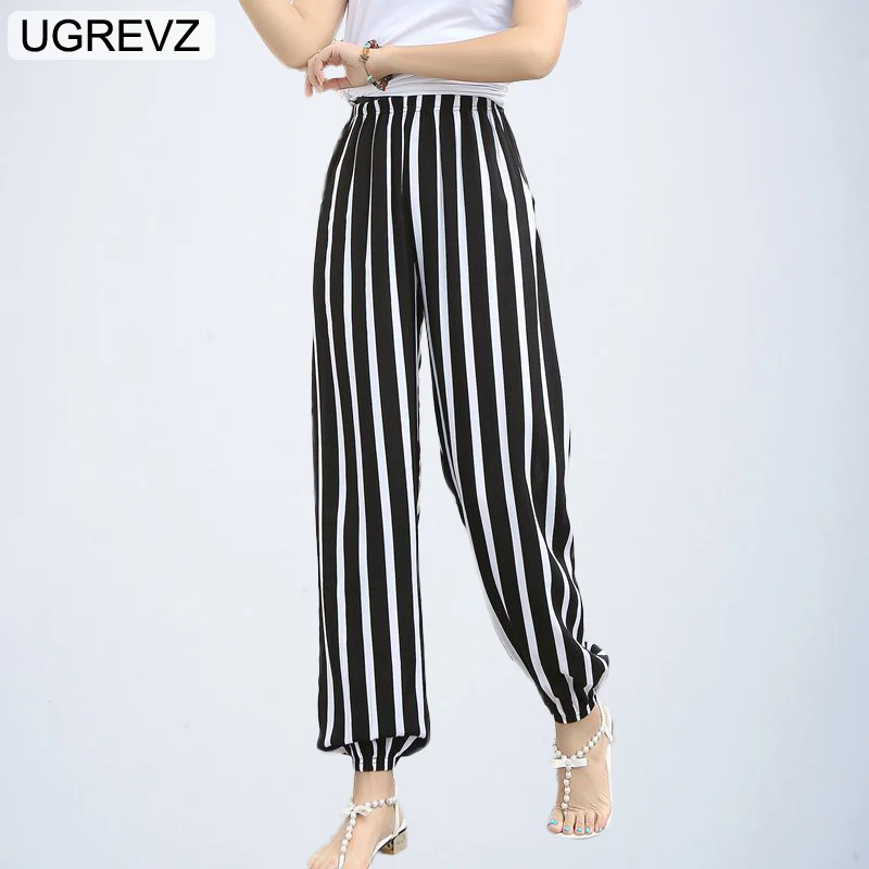 Womens Pants Casual Elastic High Waist Women Summer 2019 Baggy Pants Women Plus Size Harem Pants Stretch Wide Flared Pants Women
