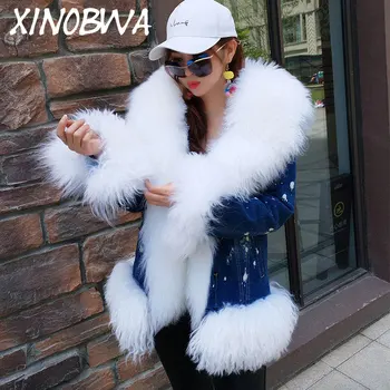 Hot Women Winter High Fashion Big Real Wool Fur Collar Rabbit Fur Liner Denim Coats Female Loose Thick Warm Jeans Jackets Parkas
Hot Women Winter High Fashion Big Real Wool Fur Collar Rabbit Fur Liner Denim Coats Female Loose Thick Warm Jeans Jackets Parkas