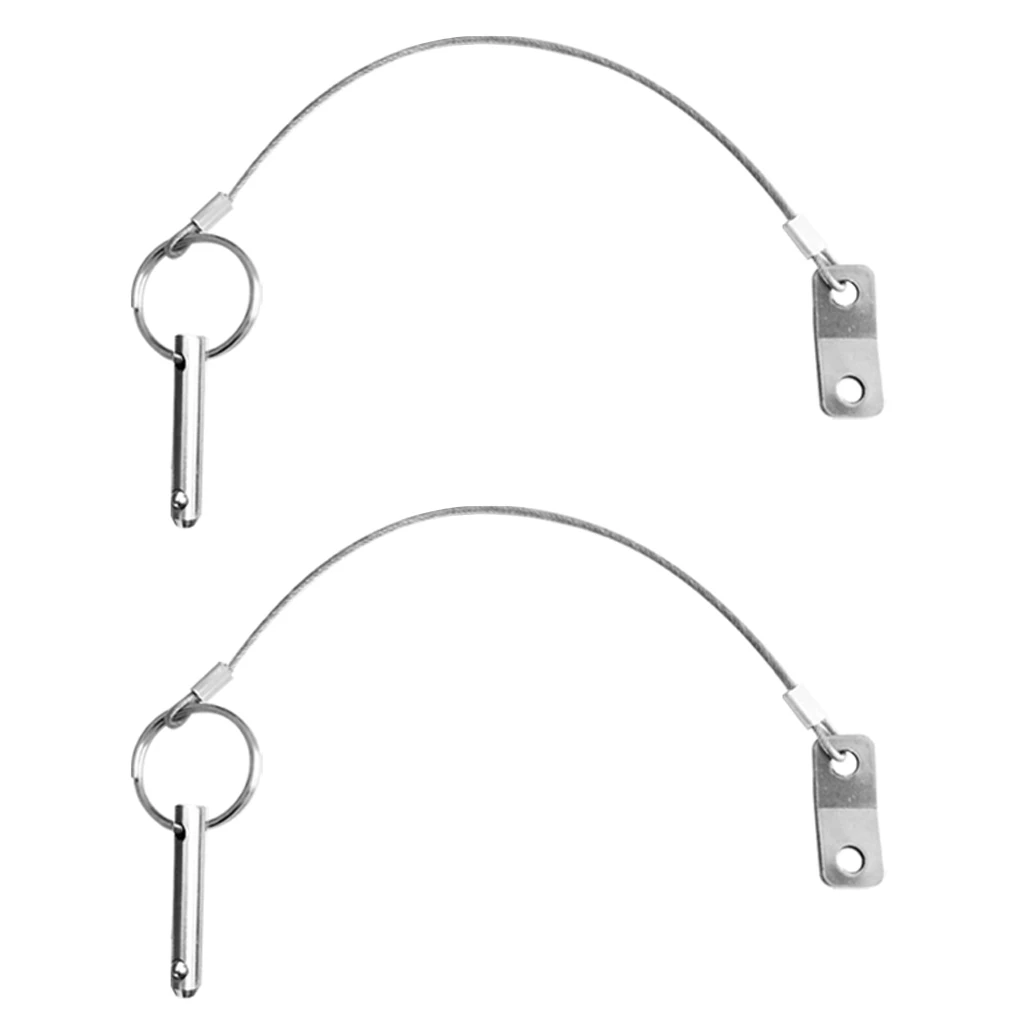 Quick Release Pin, Stainless Steel with Lanyard, Bimini Boat Top Pin, 2 Pack