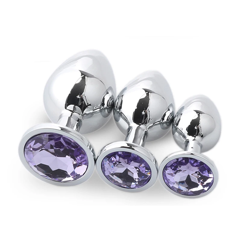 3pcs/Set Stainless Steel Small Medium Metal Anal Plug Dildo For Women & Men Crystal Jewelry Beads Adult Sex Toys