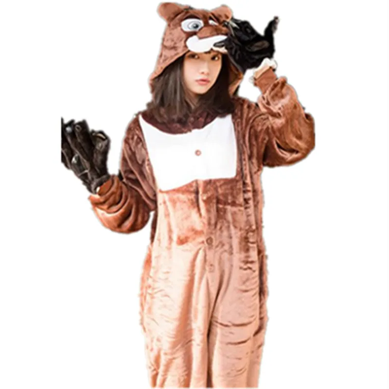 Cartoon Anime Black Brown Bear Grizzlies Onesie Halloween Cosplay Animals Onesies Adult Women Men's Pajamas Sleepwear Jumpsuit |