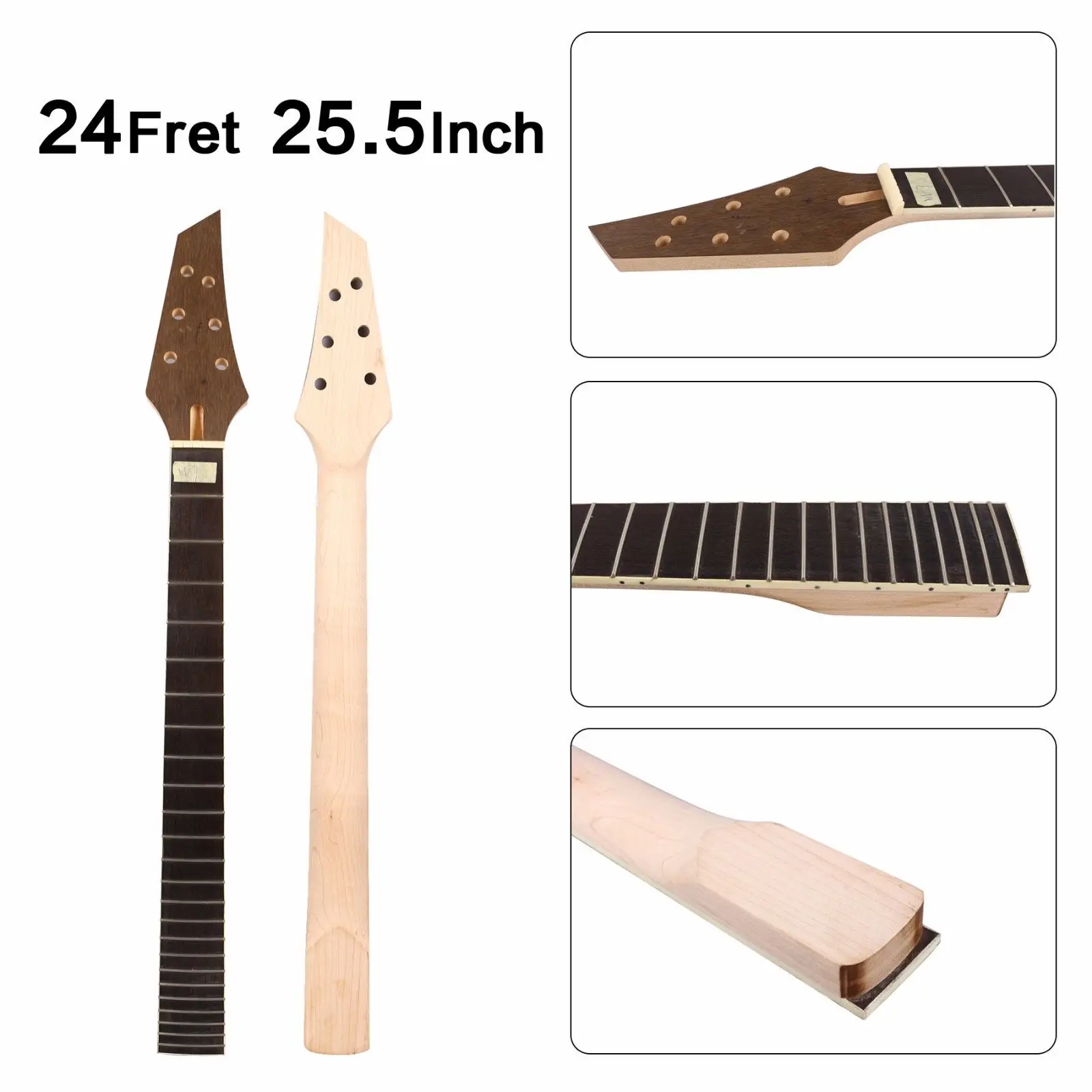 Maple Electric Guitar Neck 24 Fret Ebony Fretboard DIY electric guitar replacement #W7
Maple Electric Guitar Neck 24 Fret Ebony Fretboard DIY electric guitar replacement #W7