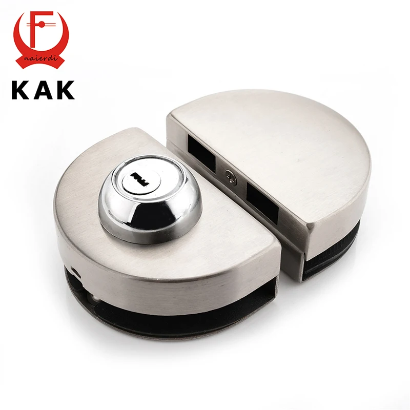 Image KAK Double Glass Door Lock 304 Stainless Steel Single Open Frameless Door Hasps For 10 12mm Thickness Furniture Hardware