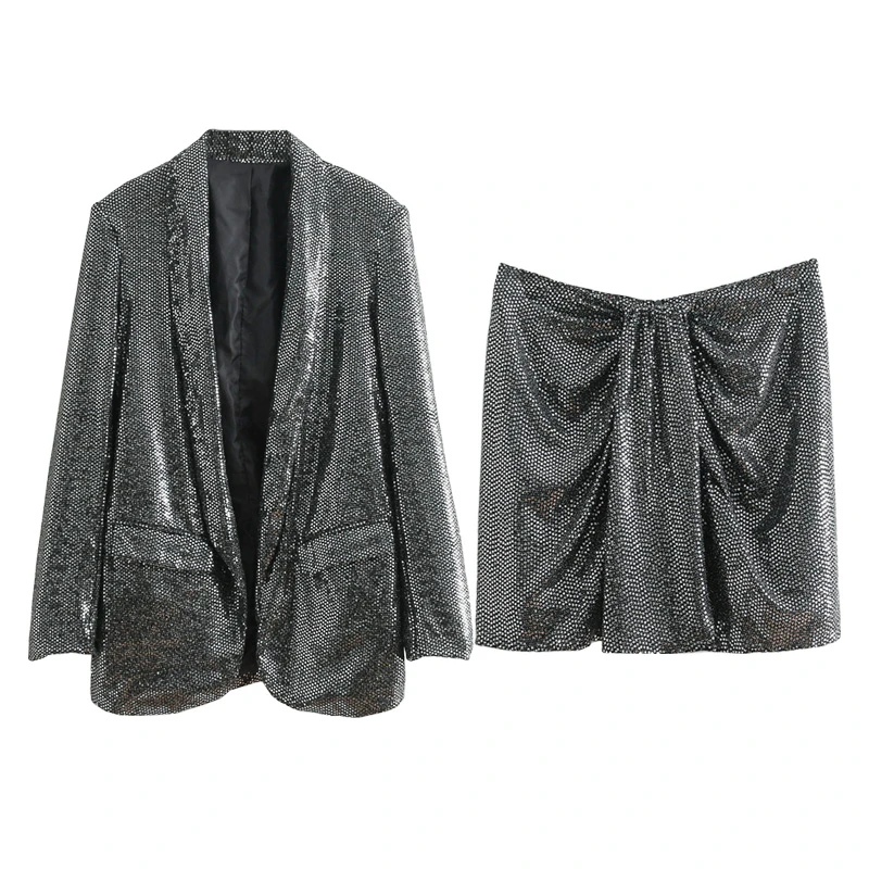 Set women's fashion sequins suit jacket mini skirt two-piece 2019 spring new temperament elegant casual women's clothing
Set women's fashion sequins suit jacket mini skirt two-piece 2019 spring new temperament elegant casual women's clothing