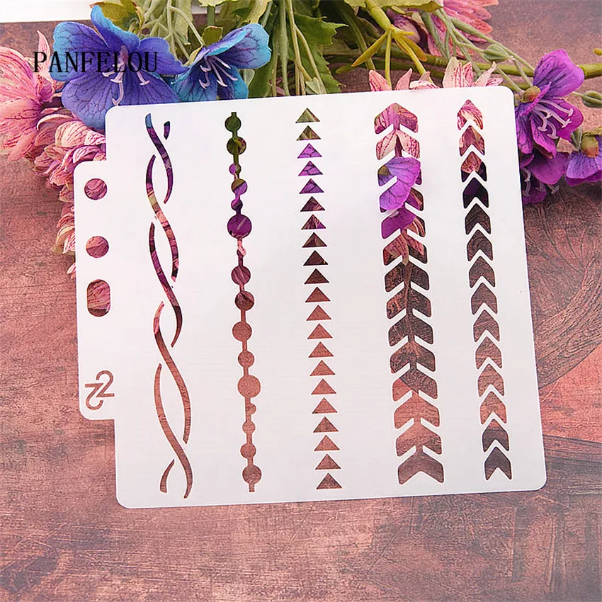 

Arrow lines scrapbook stencils spray plastic mold shield DIY cake hollow Embellishment printing lace ruler valentine