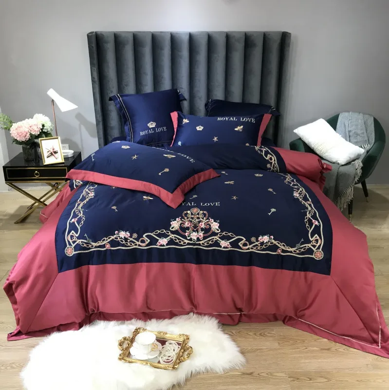 Luxury European Palace Style Royal Flowers Embroidery Washed Silk Cotton Bedding Set Blue Red Duvet Cover Bed sheet Pillowcases
Luxury European Palace Style Royal Flowers Embroidery Washed Silk Cotton Bedding Set Blue Red Duvet Cover Bed sheet Pillowcases