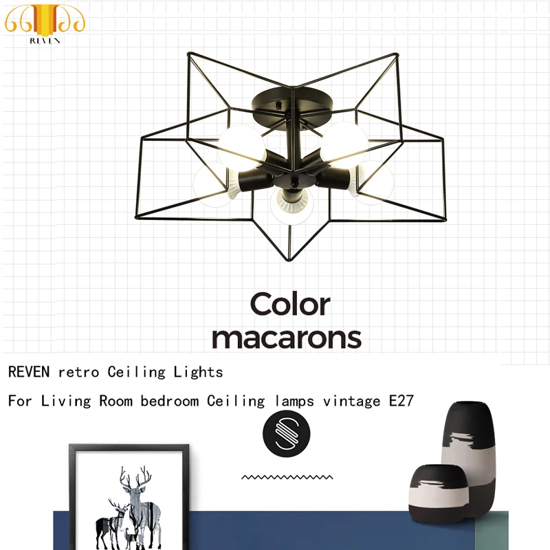 REVEN Ceiling Lights lamp For Living Room bedroom Ceiling lamps vintage light lampara de techo Wrought Iron Luminaria Lighting
REVEN Ceiling Lights lamp For Living Room bedroom Ceiling lamps vintage light lampara de techo Wrought Iron Luminaria Lighting