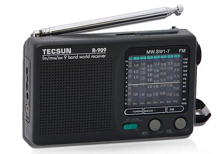 

free shipping Tecsun R-909 Radio FM/AM/SW World Band Receiver Portable Radio DX / LOCAL Sensitivity FM Radio
