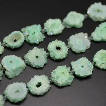 Sun Flower Solar Quartz,15.5"/strand Light Green Druzy Quartz Rock Drusy Geode Raw Crystals Center Drilled Loose Beads 30-35mm
Sun Flower Solar Quartz,15.5"/strand Light Green Druzy Quartz Rock Drusy Geode Raw Crystals Center Drilled Loose Beads 30-35mm