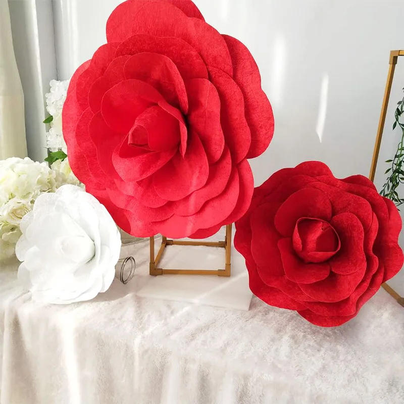 

large artificial Velvet Peony Faux Flower Studio Shooting Romantic Theme Wedding Show Background decorative silk flower