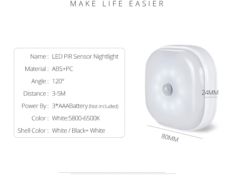 AAA Battery Powered LED Under Cabinet Lights PIR Motion Sensor Lamp Bedroom Quarto Detecteur Lumiere Indoor Lighting Detector (2)