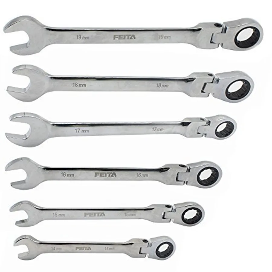 FEITA 14-19mm Wrench Sets Flex-Head Combination Ratcheting Spanner Repair Tools for Car ,Bike, Auto,Machine(1PC & 6PCS)
FEITA 14-19mm Wrench Sets Flex-Head Combination Ratcheting Spanner Repair Tools for Car ,Bike, Auto,Machine(1PC & 6PCS)