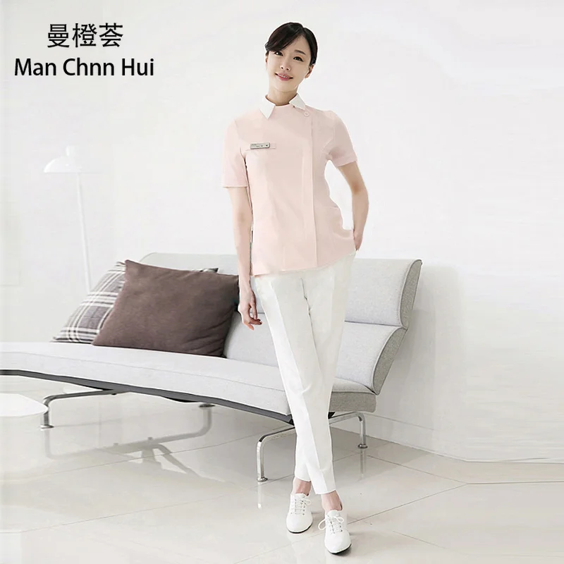 Spring and summer Korean Cosmetic Surgery Hospital Beauty salon beautician slim pink Nurse Uniform Pet doctor dental overalls
Spring and summer Korean Cosmetic Surgery Hospital Beauty salon beautician slim pink Nurse Uniform Pet doctor dental overalls