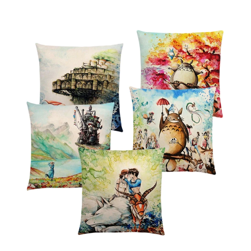 Hayao Miyazaki Works Watercolor Totoro Howl's Moving Castle Spirited Away Castle In The Sky Cushion Cover Sofa Pillow Case
Hayao Miyazaki Works Watercolor Totoro Howl's Moving Castle Spirited Away Castle In The Sky Cushion Cover Sofa Pillow Case