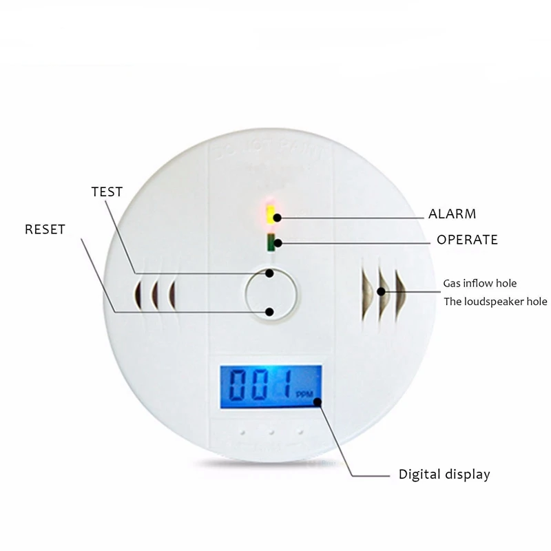 LCD Digital Screen 85Db Independent Carbon Monoxide Detector for Test CO Gas Leak Detector 9