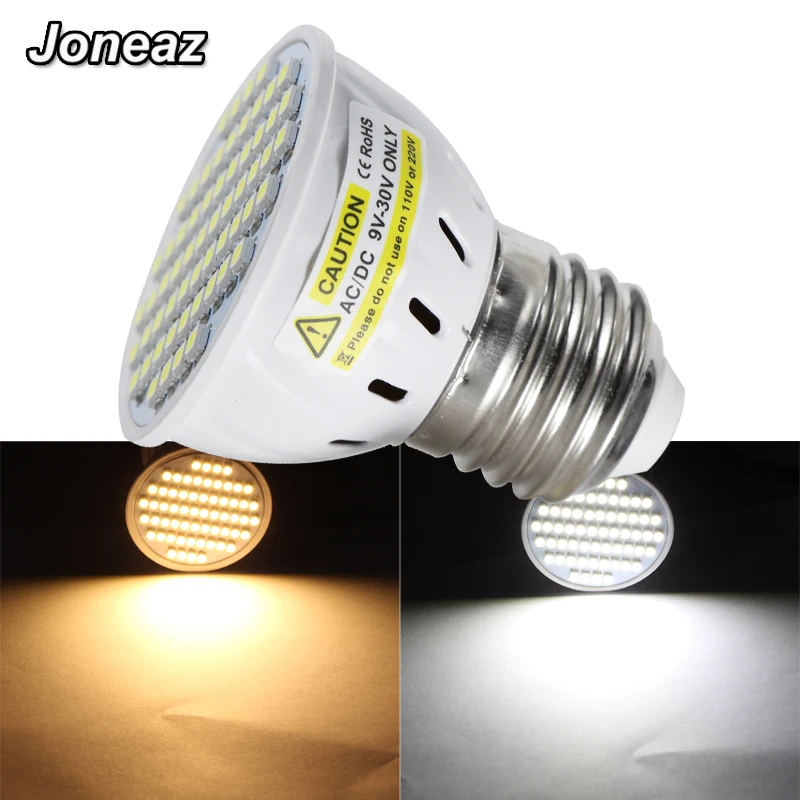 Joneaz 10X ampoule led e27 прожектор Ac Dc 12 24 вольт 3 Вт лампа SMD 3528 12v v точечная