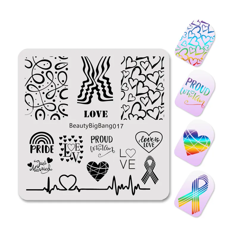 BeautyBigBang Nail Stamping Plates 6*6cm LGBT Pride Homosexual Love Rainbow Square Nail Art Plate Heartbeat Stamping Template
BeautyBigBang Nail Stamping Plates 6*6cm LGBT Pride Homosexual Love Rainbow Square Nail Art Plate Heartbeat Stamping Template