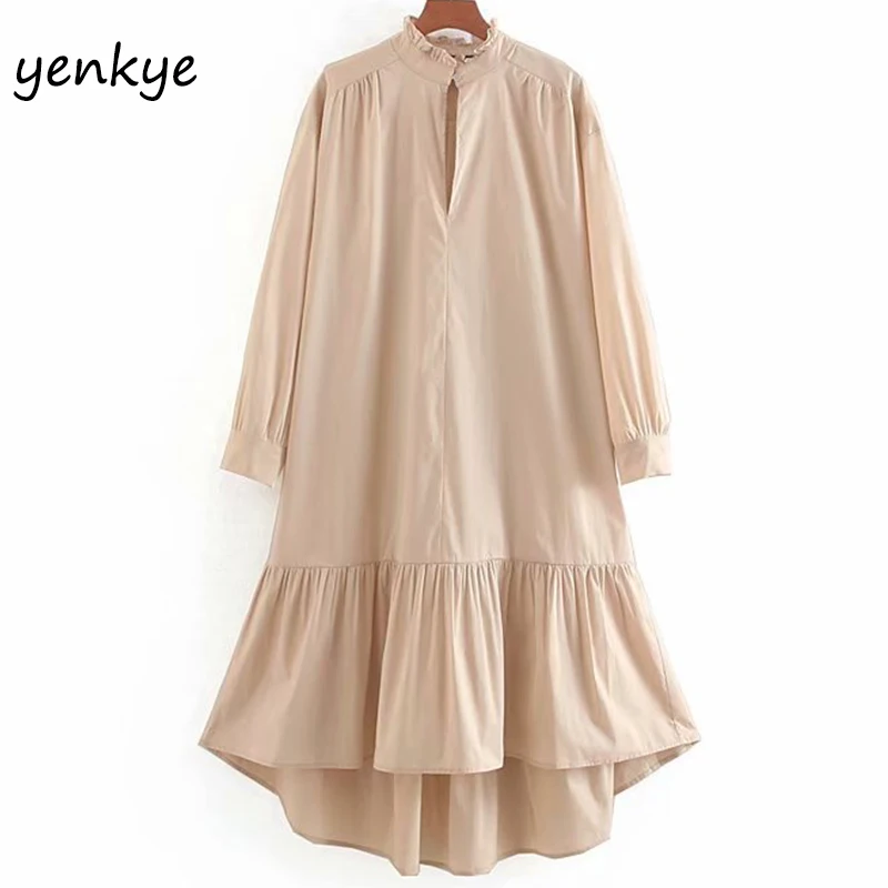 2019 Women Vintage Solid Color Poplin Autumn Dress Femme Stand Collar Long Sleeve Ruffle Midi Casual Plus Size Dress CCWM9298
2019 Women Vintage Solid Color Poplin Autumn Dress Femme Stand Collar Long Sleeve Ruffle Midi Casual Plus Size Dress CCWM9298