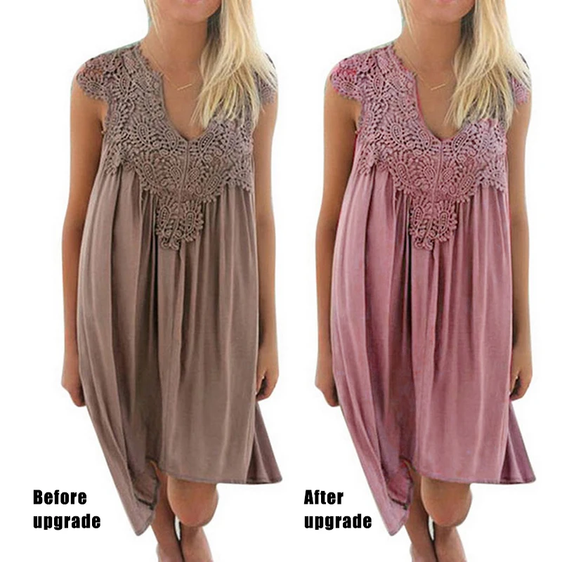 Lace V Neck Sleeveless Straight Mini Dress 