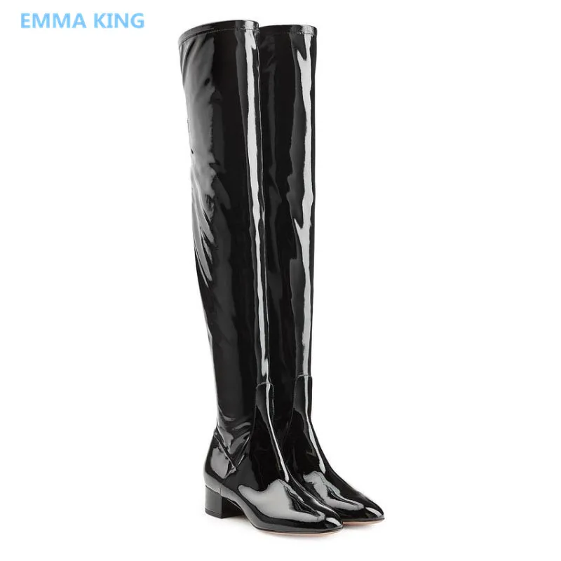 2018 Patent Leather Women Over Knee Long Boots Round Toe Back Zipper Low Heels Woman Winter Shoes Strtech Thigh High Knight Boot
2018 Patent Leather Women Over Knee Long Boots Round Toe Back Zipper Low Heels Woman Winter Shoes Strtech Thigh High Knight Boot