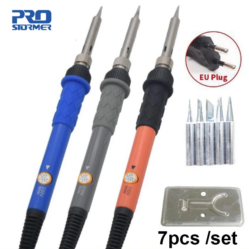 Prostormer 110V/220V 60W Handle Repair Tool Adjustable Temperature Electric Soldering Iron Set With 5pcs Tips Stand EU/US/UK
Prostormer 110V/220V 60W Handle Repair Tool Adjustable Temperature Electric Soldering Iron Set With 5pcs Tips Stand EU/US/UK