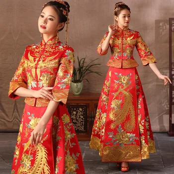 Classic Oriental Female Wedding Qipao Chinese Style Floral Embroidery Cheongsam Phoenix Asian Royal Bride Evening Party Dress
Classic Oriental Female Wedding Qipao Chinese Style Floral Embroidery Cheongsam Phoenix Asian Royal Bride Evening Party Dress