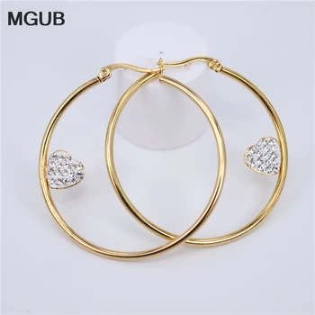 Wholesale Heart-shaped crystal Stainless Steel Gold Color diameter 45mm Hoop Earrings for women circle Fashion jewelry LH694
Wholesale Heart-shaped crystal Stainless Steel Gold Color diameter 45mm Hoop Earrings for women circle Fashion jewelry LH694