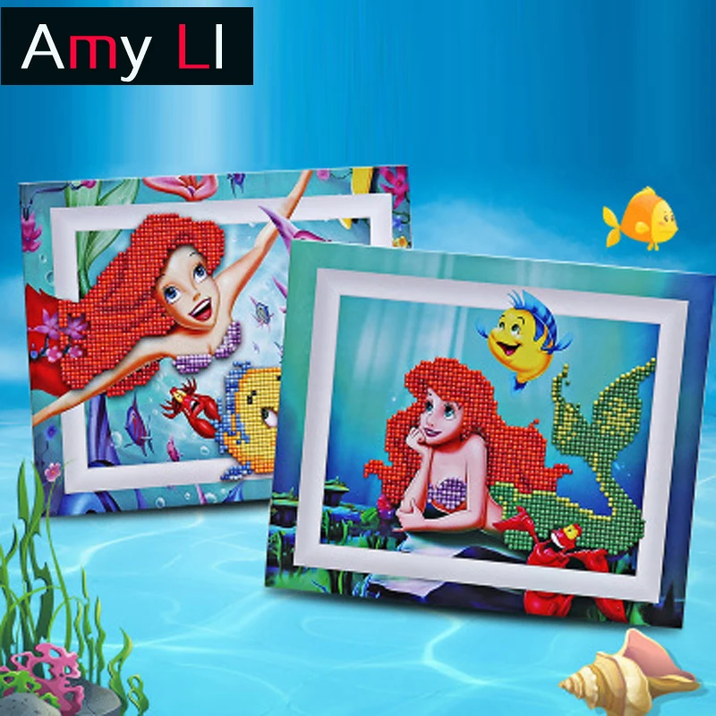 5Ddiy diamond painting Little mermaid princess diamond embroidery Mosaic Rhinestone painting crystal Children's kits With frame
5Ddiy diamond painting Little mermaid princess diamond embroidery Mosaic Rhinestone painting crystal Children's kits With frame