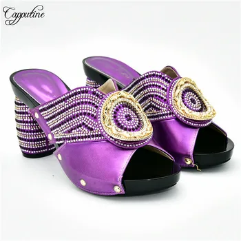 Popular purple African high heel sandal shoes with rhinestones for wedding/party 288-4, Heel height 9cm
Popular purple African high heel sandal shoes with rhinestones for wedding/party 288-4, Heel height 9cm