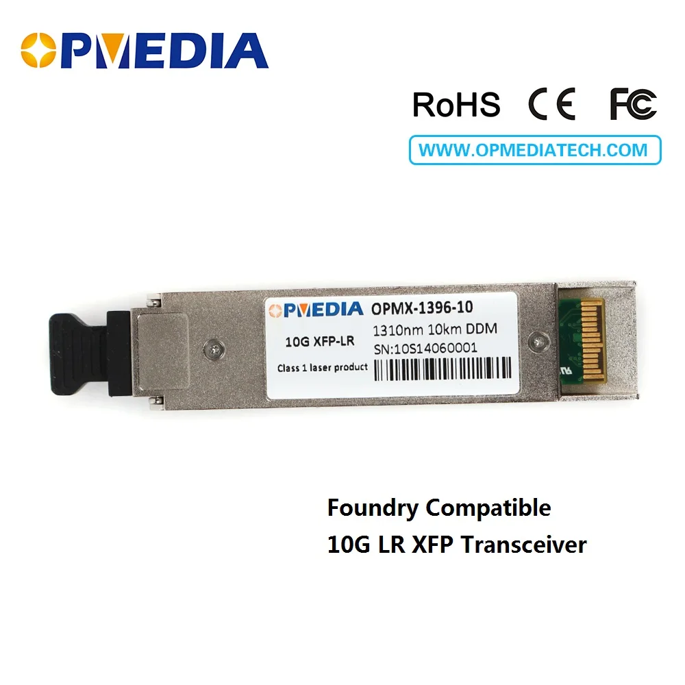 Foundry compatible 10GBASE-LR,10G 1310nm 10KM XFP transceiver,duplex LC connector,DDM function optical module
Foundry compatible 10GBASE-LR,10G 1310nm 10KM XFP transceiver,duplex LC connector,DDM function optical module