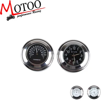 Motoo - 1" Chrome Black Waterproof 7/8" 22mm Handlebar Mount Temp Thermometer Clock Watch Instruments Motorcycle Accessories
Motoo - 1" Chrome Black Waterproof 7/8" 22mm Handlebar Mount Temp Thermometer Clock Watch Instruments Motorcycle Accessories