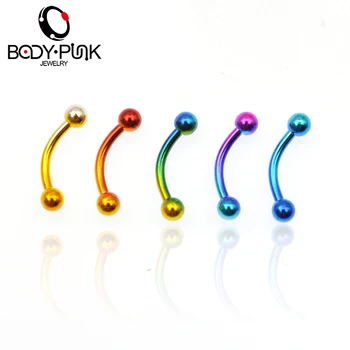 

BODY PUNK Eyebrow Studs Piercing Surgical Stainless Steel 1 Set/5Pcs Fashion Unisex Bar Ring Body Jewelry EB 001 for Women