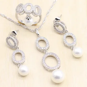 Round Hollow Circle Silver Color Pearl Jewelry Sets For Women White Pearl Ring Long Stud Earrings Pendant Necklace
Round Hollow Circle Silver Color Pearl Jewelry Sets For Women White Pearl Ring Long Stud Earrings Pendant Necklace