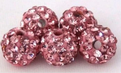 

Discount !Pink 10mm 100pcs/pack fashion Rhinestone Pave Disco ball crystal beads for Bracelet wholesale.