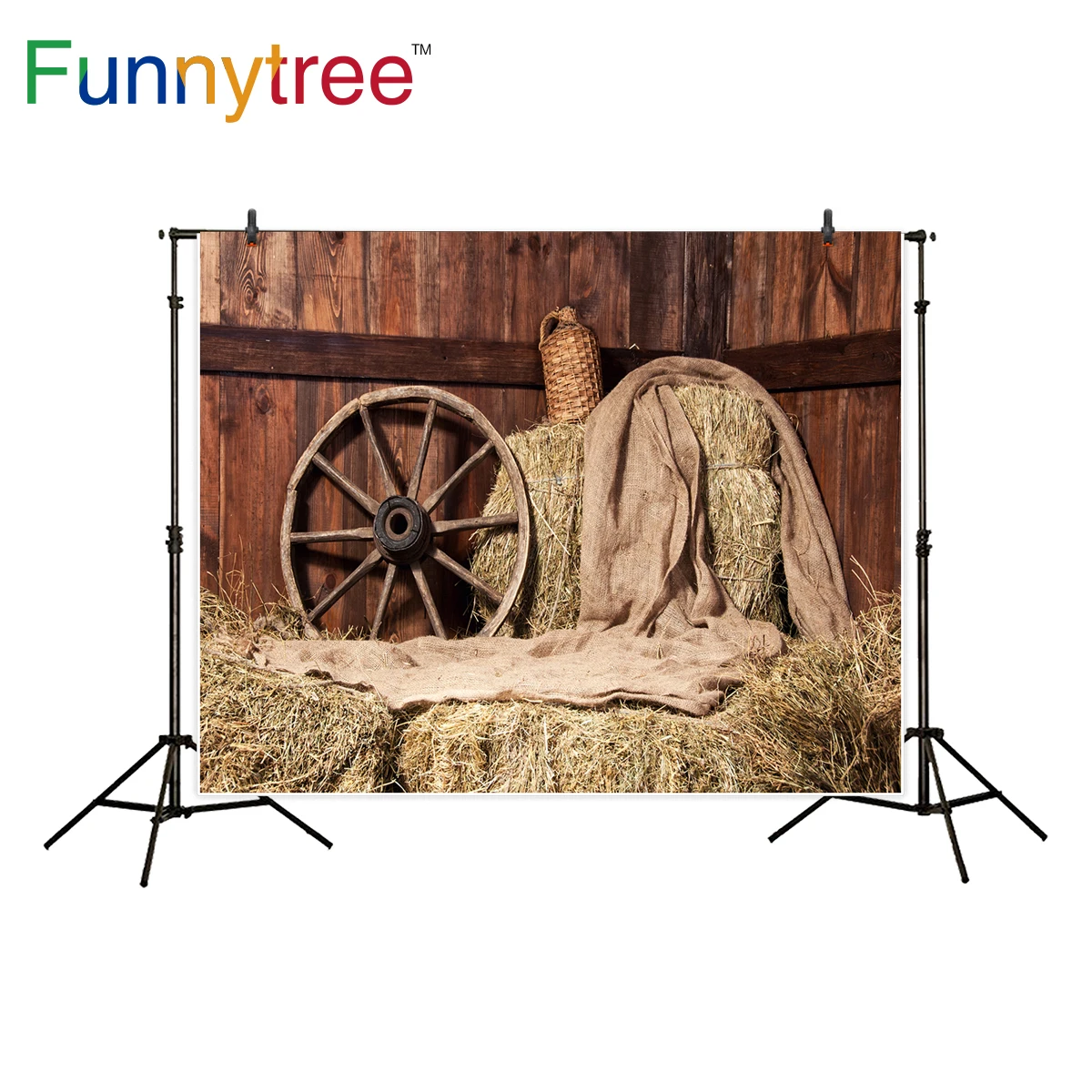 Funnytree professional photography background western countryside hay bale stack wood house photo photobooth | Электроника