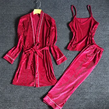 Fashion Women Velvet Sleepwear Comfortable Long Sleeve Pajamas Pijamas Suit Loose Striped Nightwear Negligee Lingerie Lounge
Fashion Women Velvet Sleepwear Comfortable Long Sleeve Pajamas Pijamas Suit Loose Striped Nightwear Negligee Lingerie Lounge