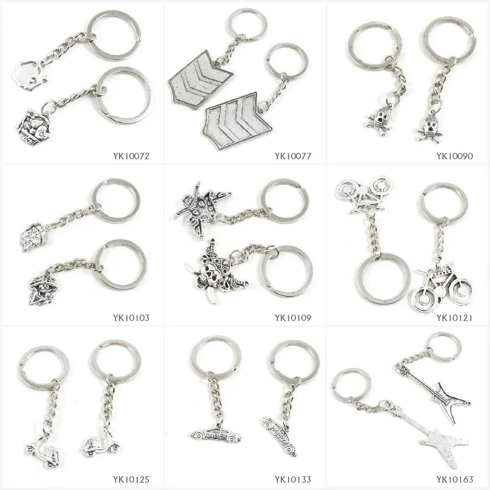 Metal Antique Silver Keychain Keyring Keytag Key Chain Ring I Love You Teddy Bear Police Military Badge Skull Head Music Skeleto | Украшения