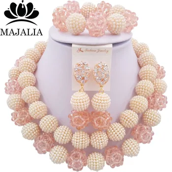 Majalia Fashion Nigeria Wedding African Jewelry Set Beige and Peach Crystal Plastic Pearl Necklace Bride Jewelry Sets 2CY035
Majalia Fashion Nigeria Wedding African Jewelry Set Beige and Peach Crystal Plastic Pearl Necklace Bride Jewelry Sets 2CY035