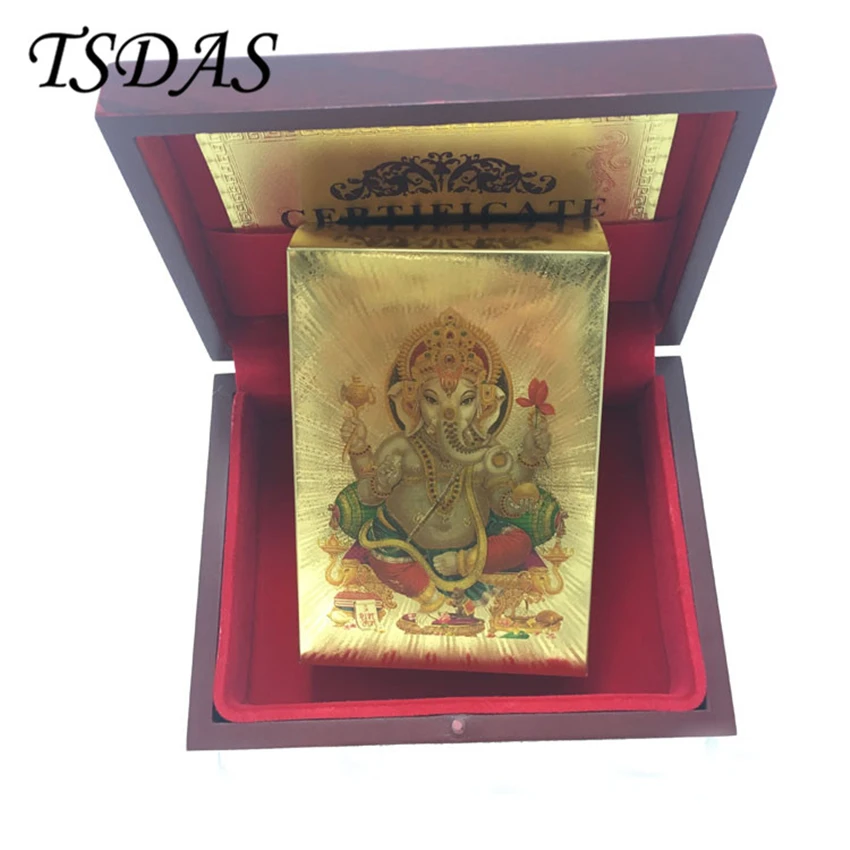 Durable Plastic Gold Foil Poker Cards 24kt Gold Plated Indian Buddha Statue Gold Playing Cards With Wooden Box & Certificate
Durable Plastic Gold Foil Poker Cards 24kt Gold Plated Indian Buddha Statue Gold Playing Cards With Wooden Box & Certificate