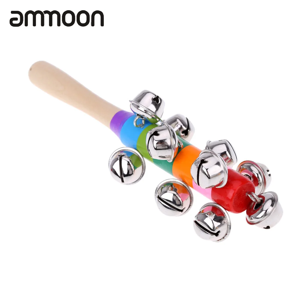 Little Hand Held Bell Stick Wooden with 10 Metal Jingles Ball Colorful Rainbow Percussion Musical Instrument for Kids Game
Little Hand Held Bell Stick Wooden with 10 Metal Jingles Ball Colorful Rainbow Percussion Musical Instrument for Kids Game