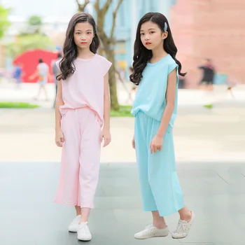 Girls Clothing Set Summer 2019 new Kids cotton vest+wide pants two-piece suit for baby girl Fashion clothes 2 6 7 8 10 12 14Year
Girls Clothing Set Summer 2019 new Kids cotton vest+wide pants two-piece suit for baby girl Fashion clothes 2 6 7 8 10 12 14Year