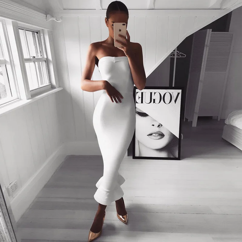 2018 New Fashion White Midi Bandage Dress Sexy Strapless Sleeveless Bodycon Elegant Evening Party Dresses Vestidos Dropshipping
2018 New Fashion White Midi Bandage Dress Sexy Strapless Sleeveless Bodycon Elegant Evening Party Dresses Vestidos Dropshipping